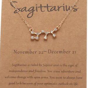 Sagittarius Zodiac Pendant Necklace Gold Plated Stainless Steel - Gold